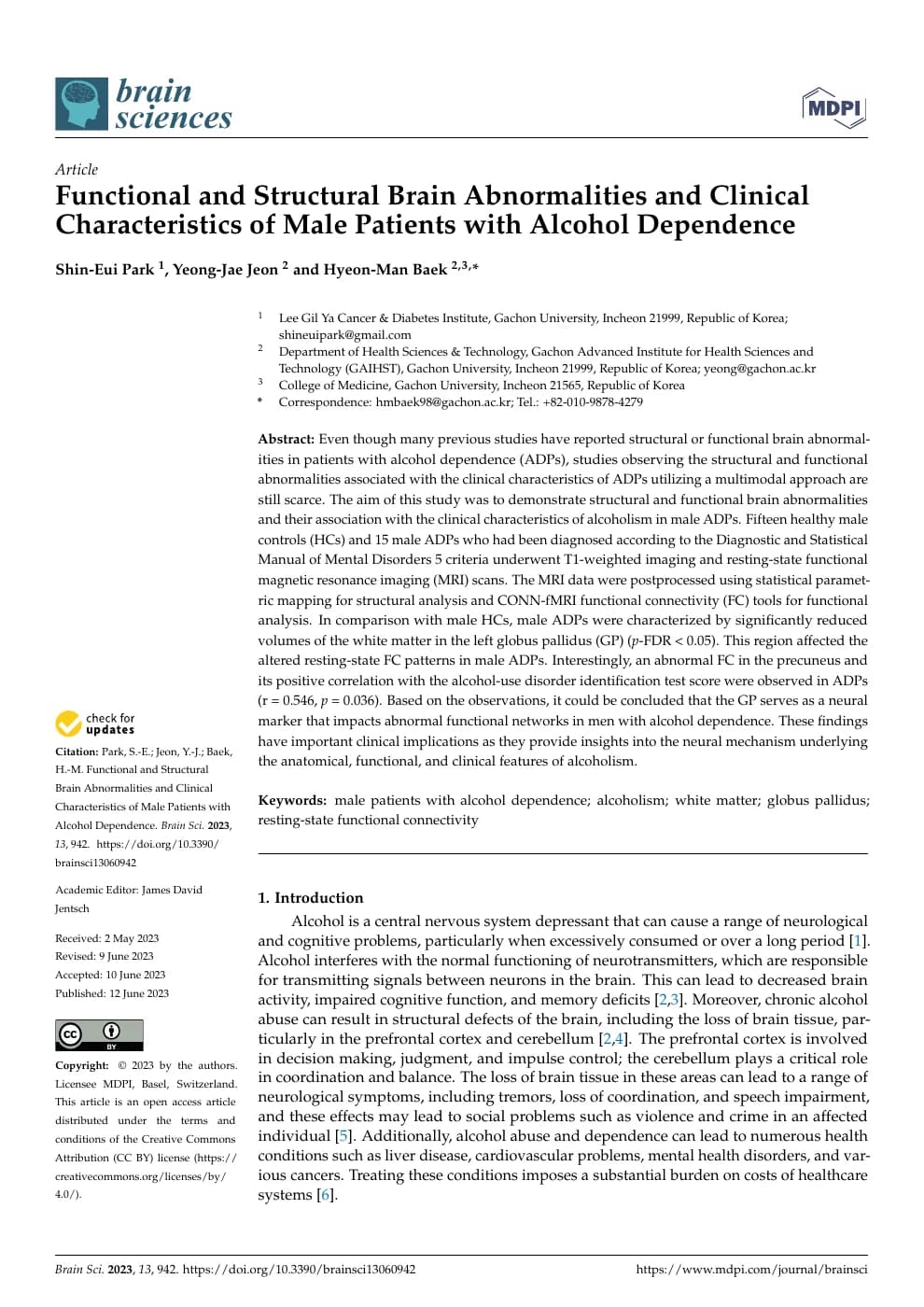 Functional and Structural Brain Abnormalities and Clinical Characteristics of Male Patients with Alcohol Dependence 논문 미리보기